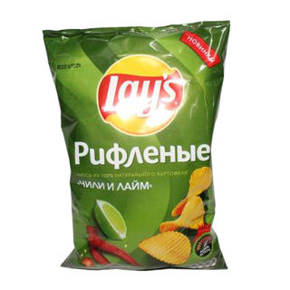Чипсы Лейс рифлённые 150.Чили и Лайм