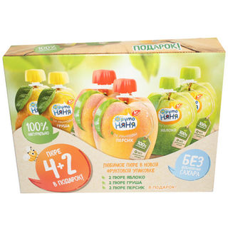 Пюре ФрутоНяня  6*90г Фигурные паучи