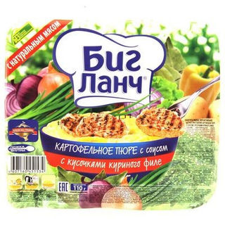 Биг Ланч Картофельное пюре быстрого приготовления с соусом с кусочками куриного филе 110г