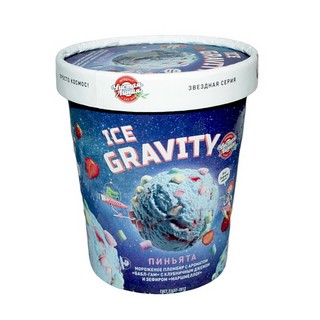 Мороженое стакан Пиньята пломбир с бабл-гам с клубничным джемом и зефиром 270г Чистая линия