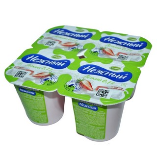 Йогурт Нежный легкий 0,1% с соком клубники  95г*4