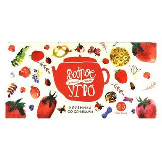 Доброе утро Клубника со сливками зеленый чай в пакетиках, 25 шт