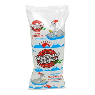 Мороженое Эскимо Три Тюленя  ванильное в шок глазури 70г Чистая линия