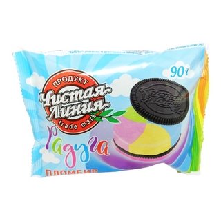 Мороженое Радуга пломбир ванильный в печенье 90г Чистая линия