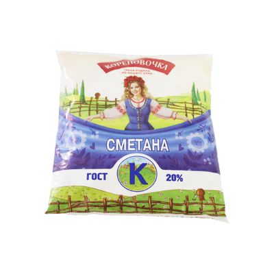 Сметана Коровка из Кореновки 20% 0,400 кг пакет КОРЕНОВОЧКА