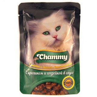 Корм для кошек Chammy кролик и индейка  85г.