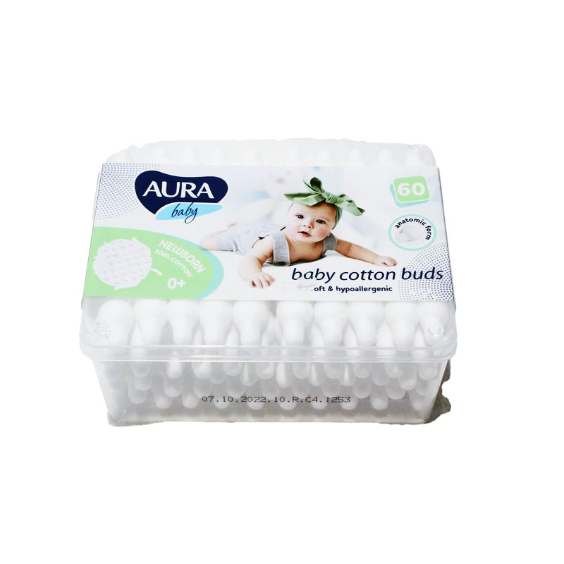Ватные палочки Аура детские 60шт стакан